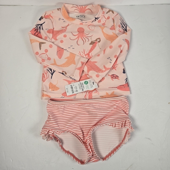 Carter's Other - NWT Carter's Toddler Girls' 2-piece Mermaid Print LongSleeve Rashguard swimsuit